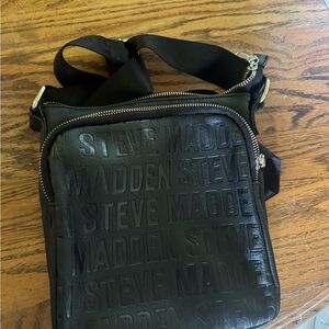 Steve Madden Embossed Black Messenger Bag
